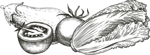 Veggies in a brown outline